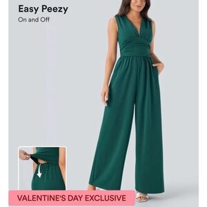 HALARA Teal Sleeveless Jumpsuit